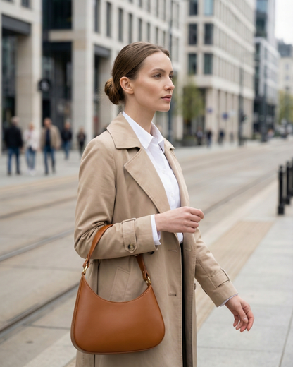 Torebka Chloe ze Szczotkowanej Skóry w Kolorze Koniakowym