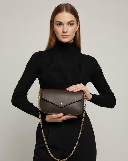 Mini Torebka Élise z Naturalnej Skóry w Kolorze Ciemnego Brązu