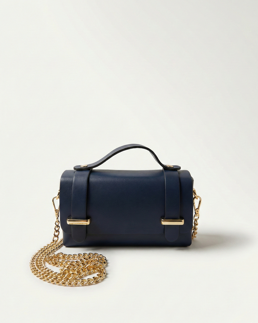 Torebka Camille z Gładkiej Skóry w Kolorze Głębokiego Granatu