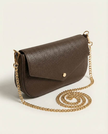 Mini Torebka Élise z Naturalnej Skóry w Kolorze Ciemnego Brązu